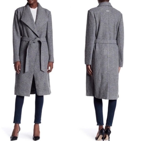Soia & Kyo Jackets & Blazers - Soia & Kyo Waterfall Collar Wool Blend Grey Trench Coat Size XS